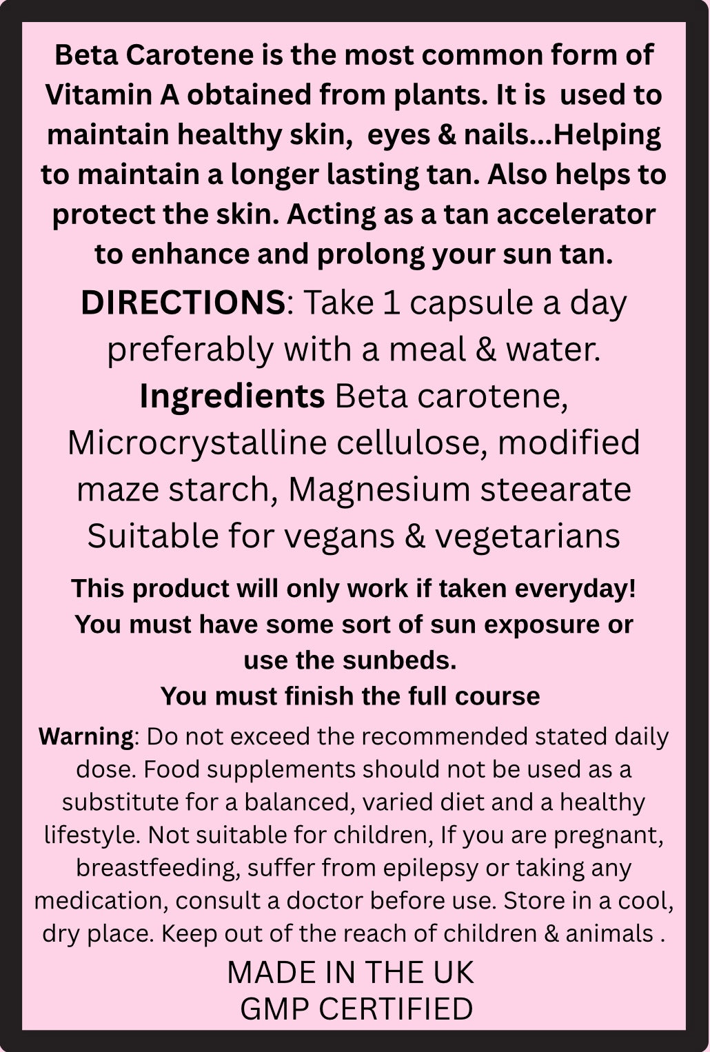 Tanning Tablets 1 Months course